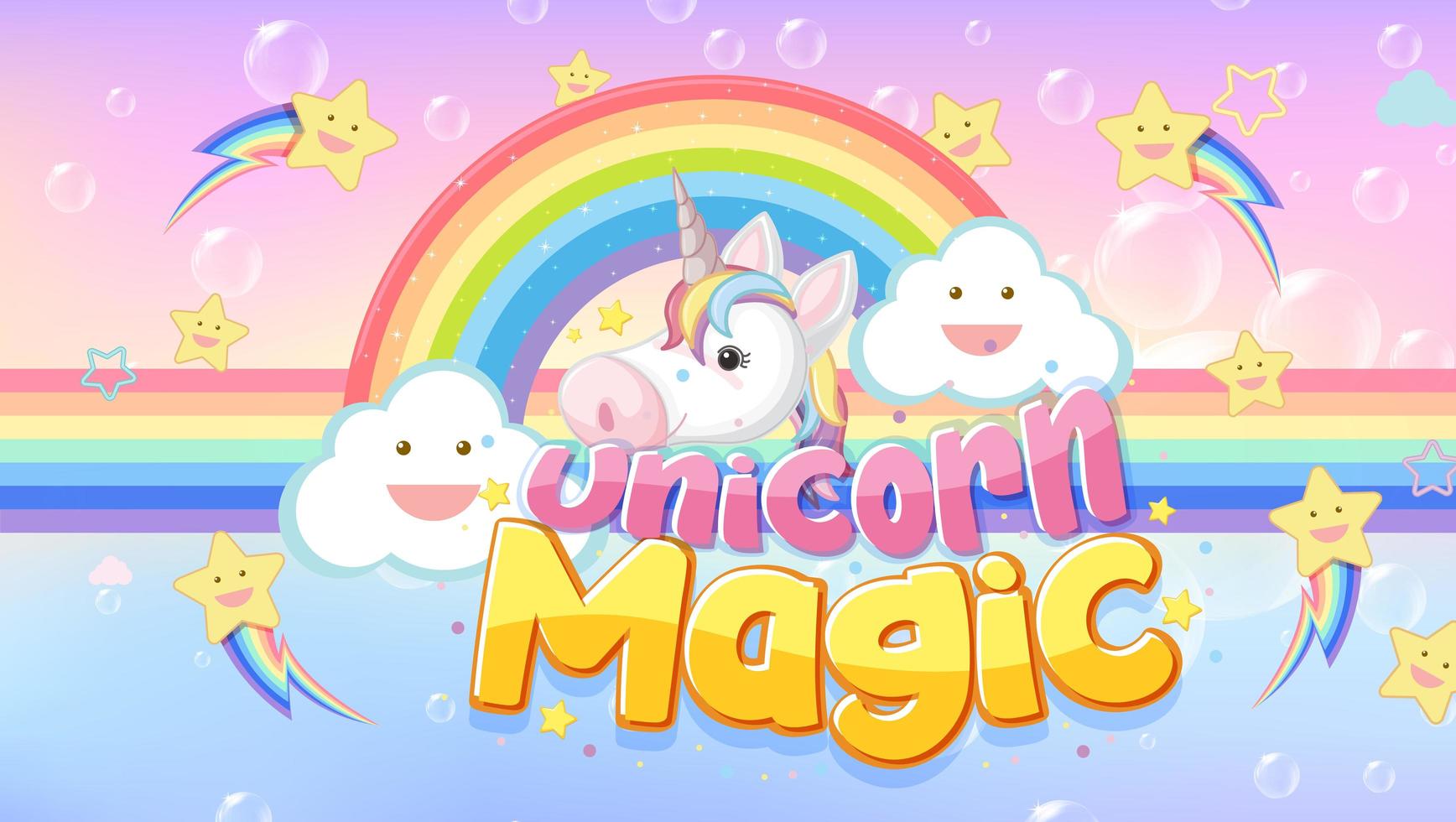 Unicorn icon on magic  pastel background vector