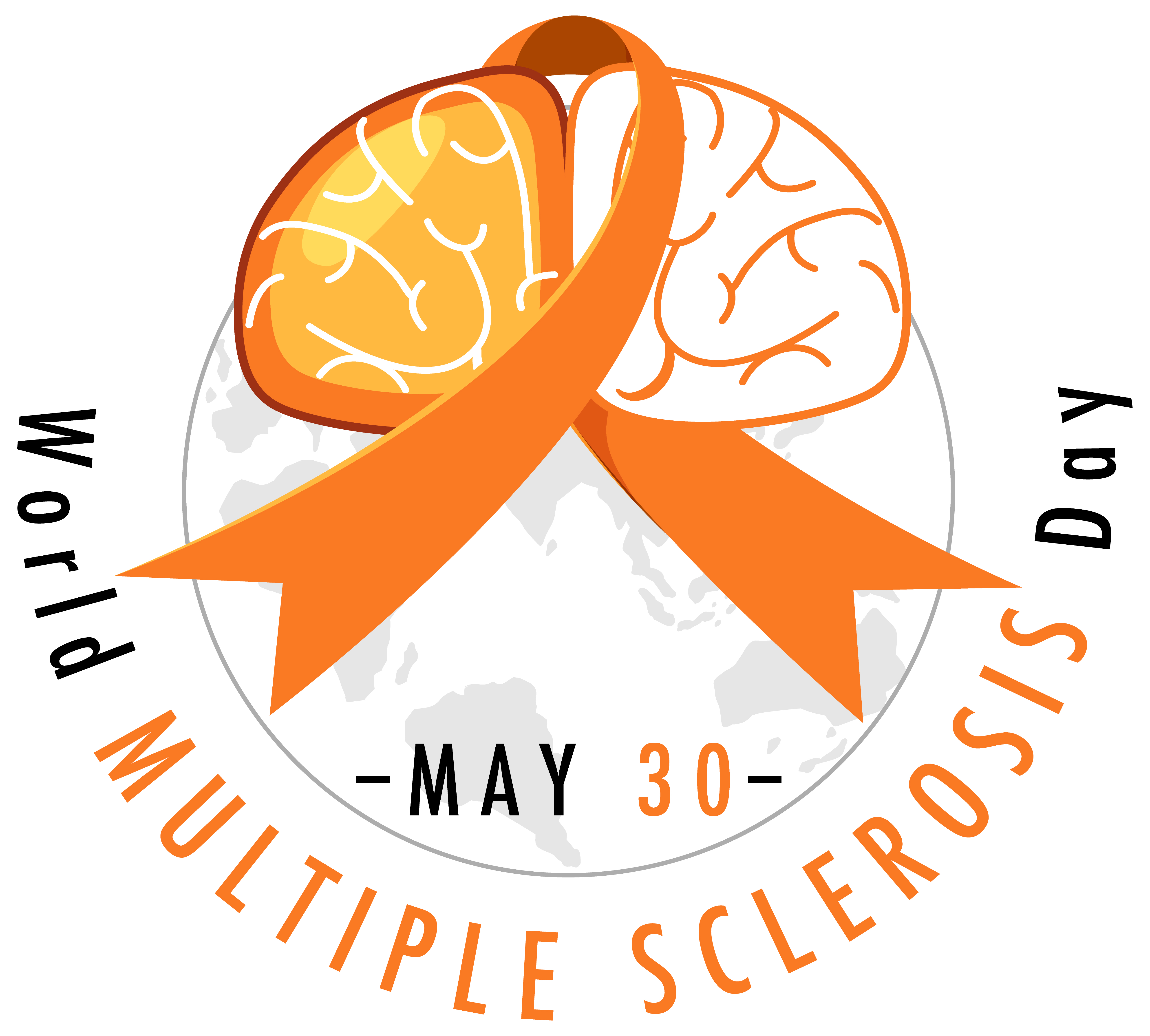 Multiple Sclerosis Day. World MS Day design with orange ribbon