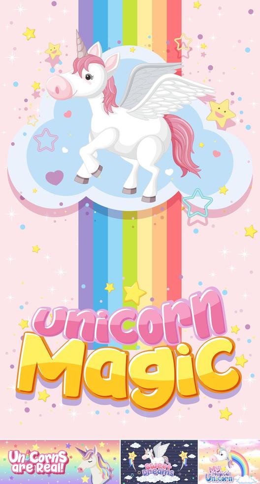 Cute unicorn banner on pastel background color vector