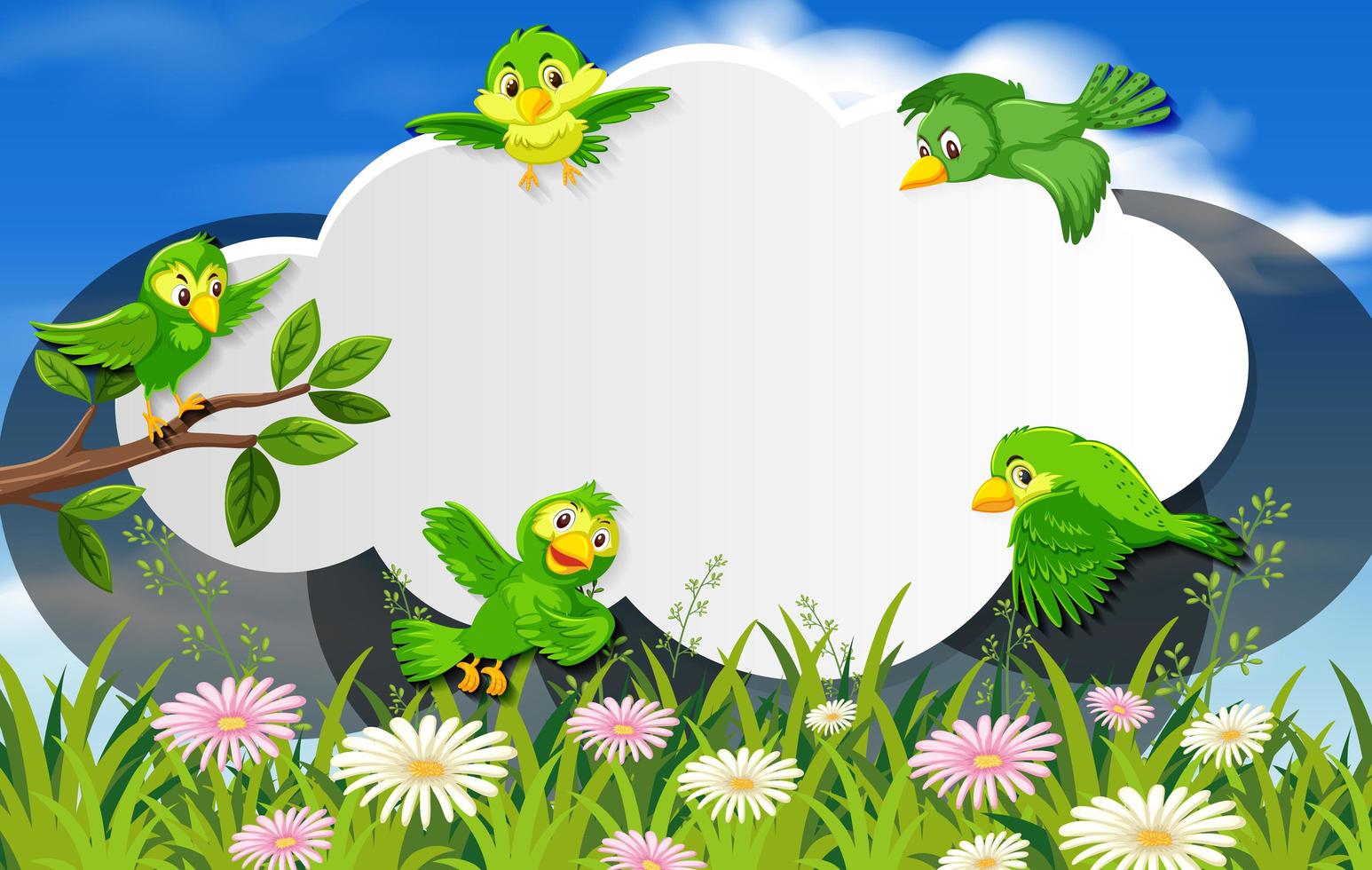 pájaro feliz en la naturaleza de fondo banner en blanco vector