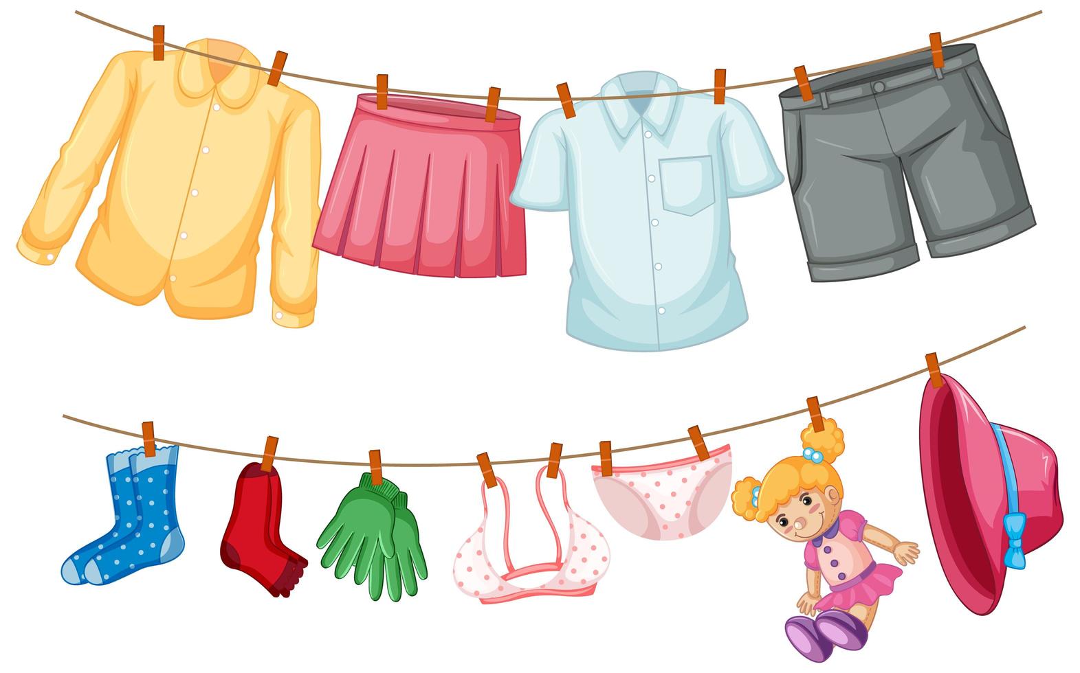 Isolated clothes hanging on white background vector