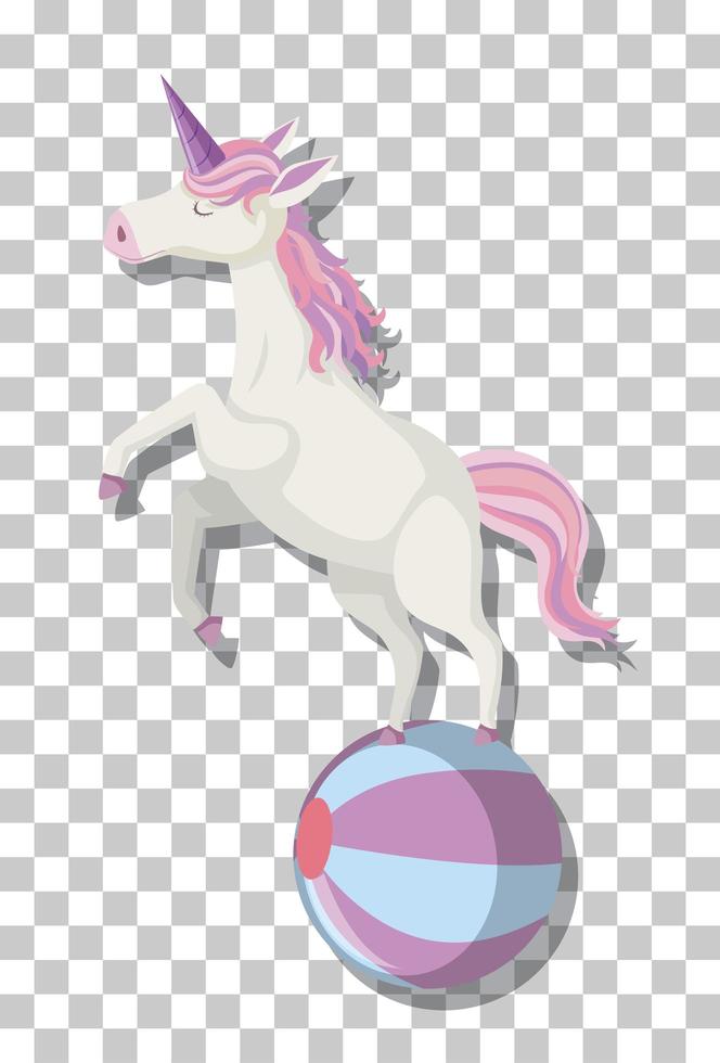 unicornio jugando pelota aislado sobre fondo transparente vector