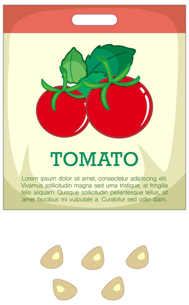 semillas de tomate con embalaje vector