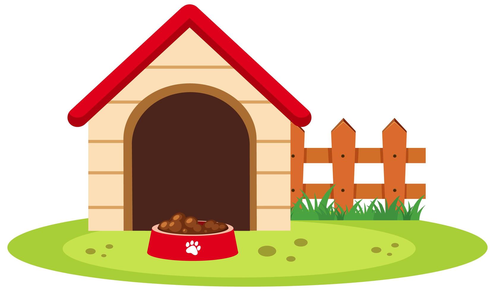 Dog house with food bowl isolated on white background vector