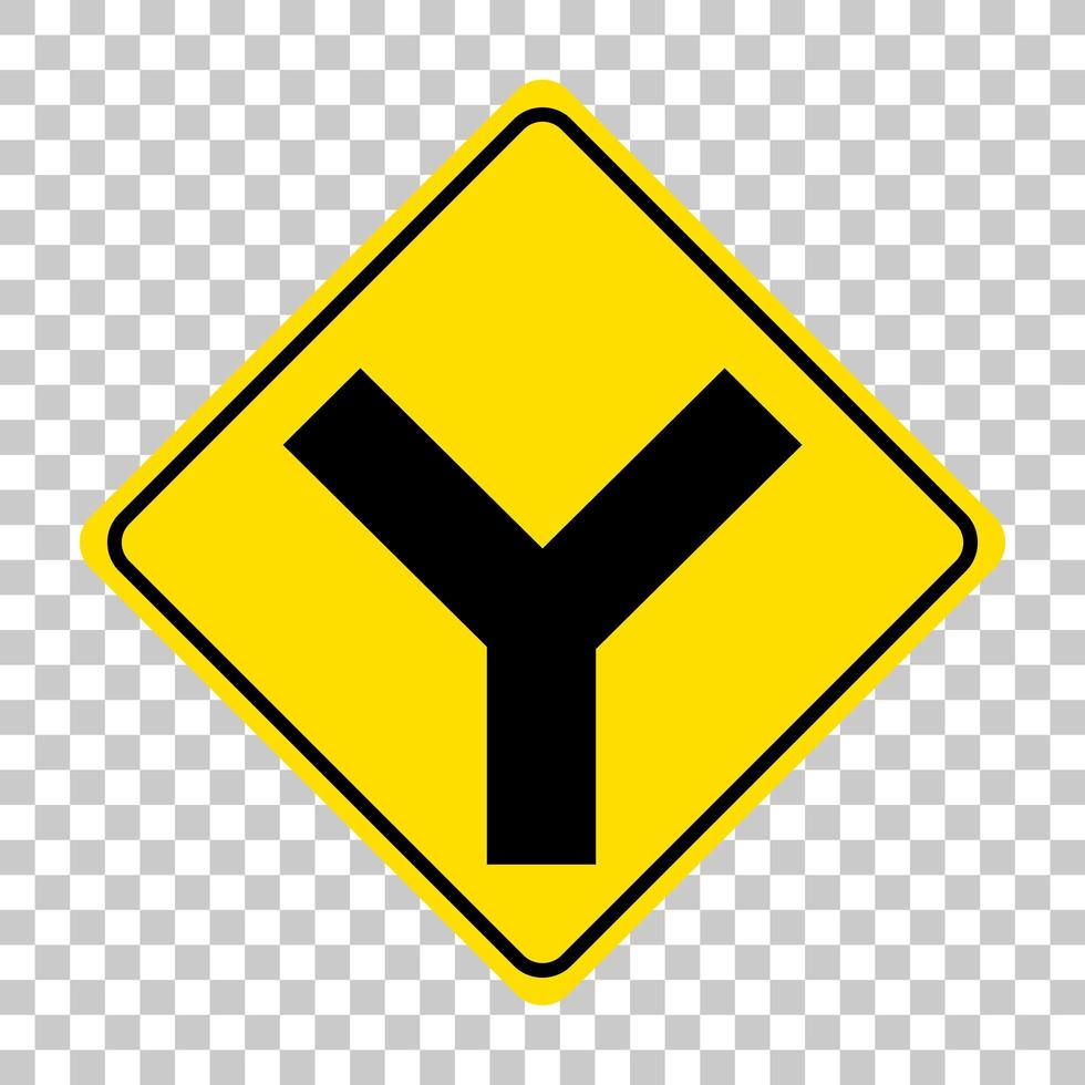 Yellow traffic warning sign on transparent background vector