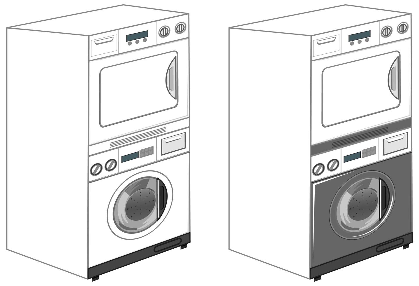 lavadoras aisladas sobre fondo blanco vector