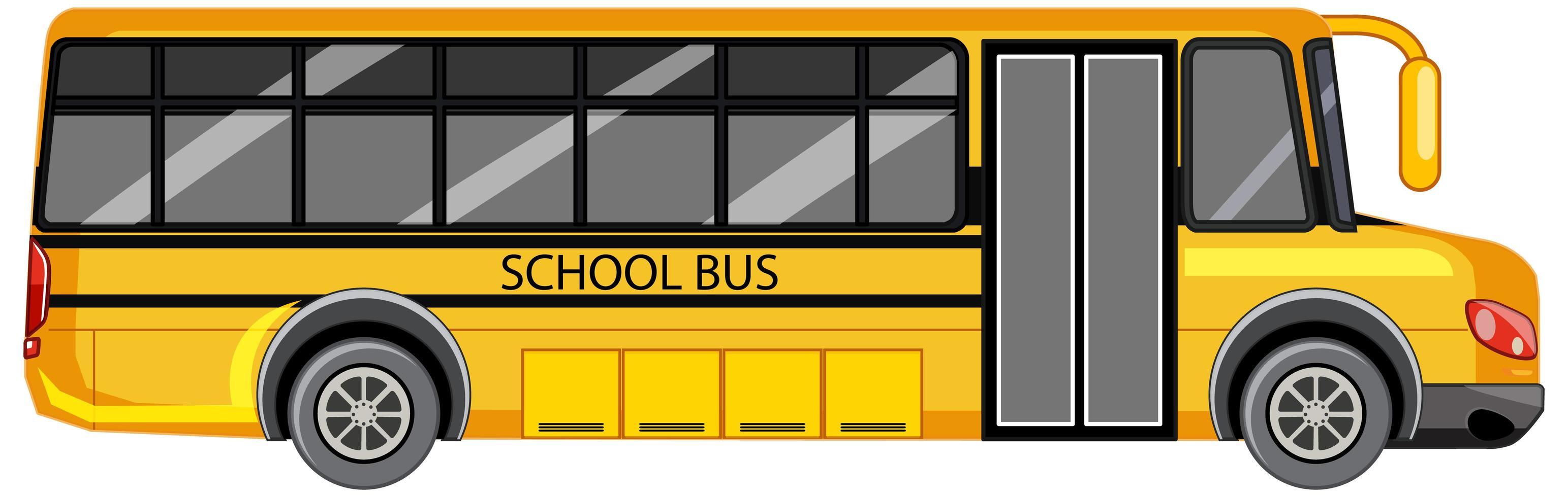 Yellow school bus on white background vector