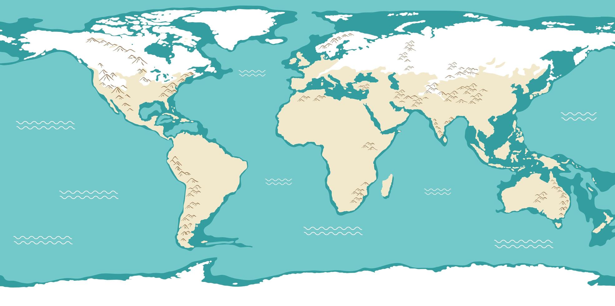 mapa del mundo con nombres de continentes y océanos vector