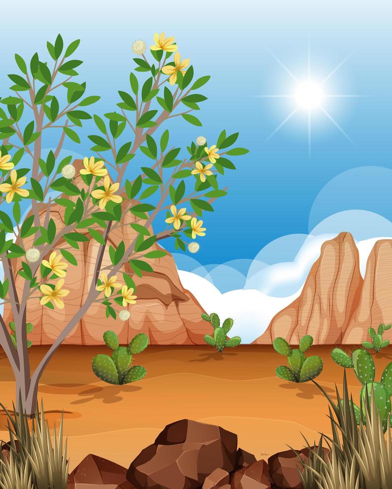 Wild desert landscape at daytime scene vector