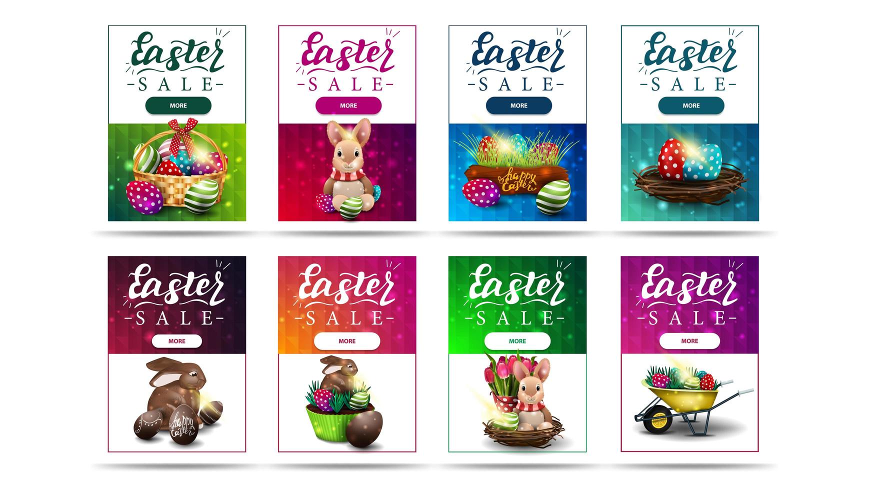 colección de banners verticales de descuento con símbolos de pascua vector