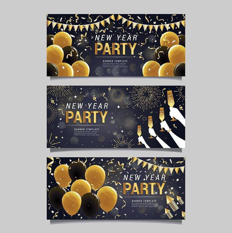 Black Gold Festivity Party Banner Design vector