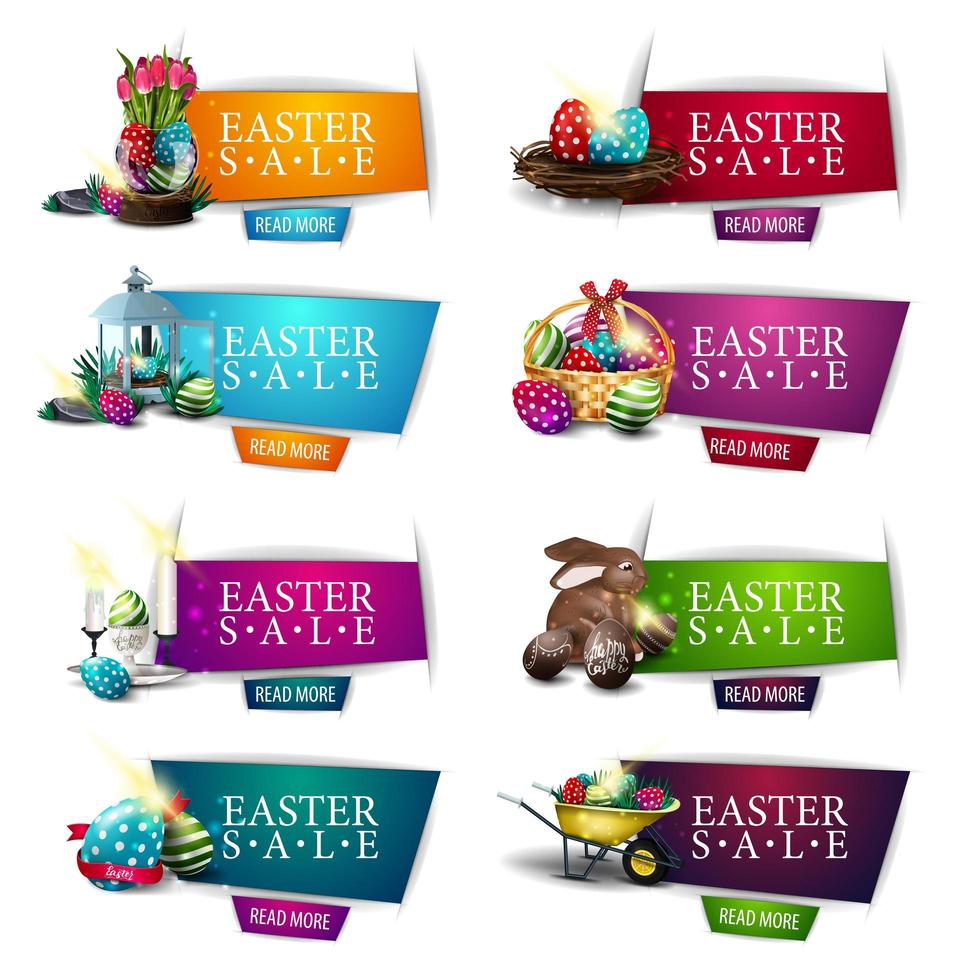 colección de banners de descuento con símbolos de pascua vector