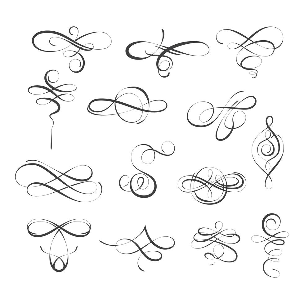 Vintage ornament set vector