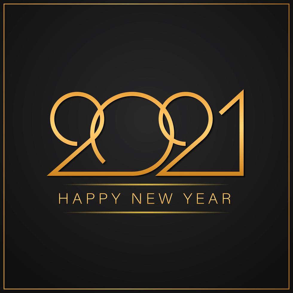 feliz año nuevo 2021 elegante texto dorado con luz vector