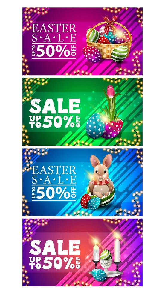 Easter discount banner set with abstract shapes vector