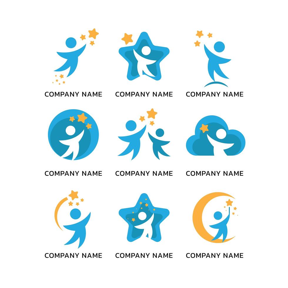 Person Catching a Star Logo Concept vector