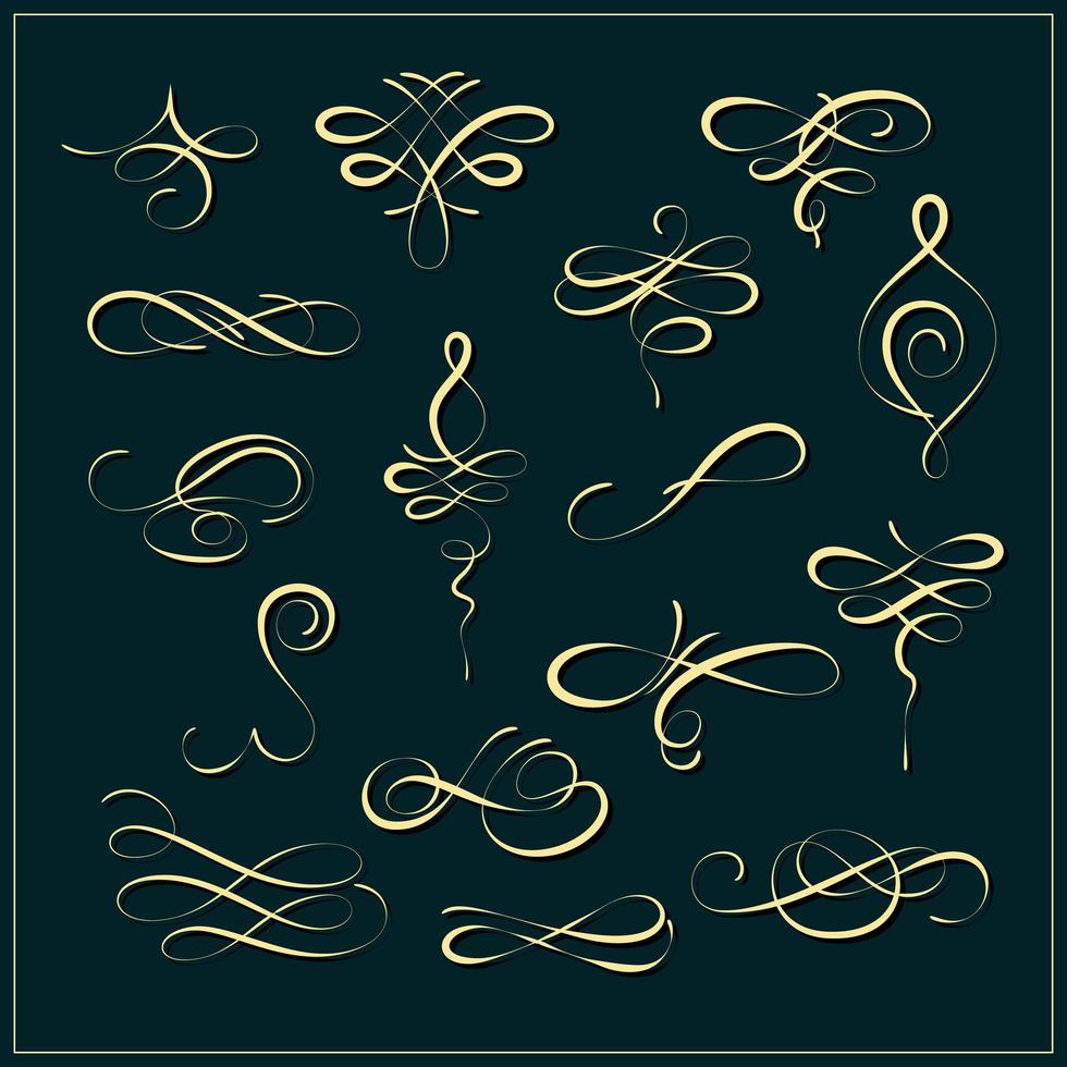 Gold Vintage ornament set vector