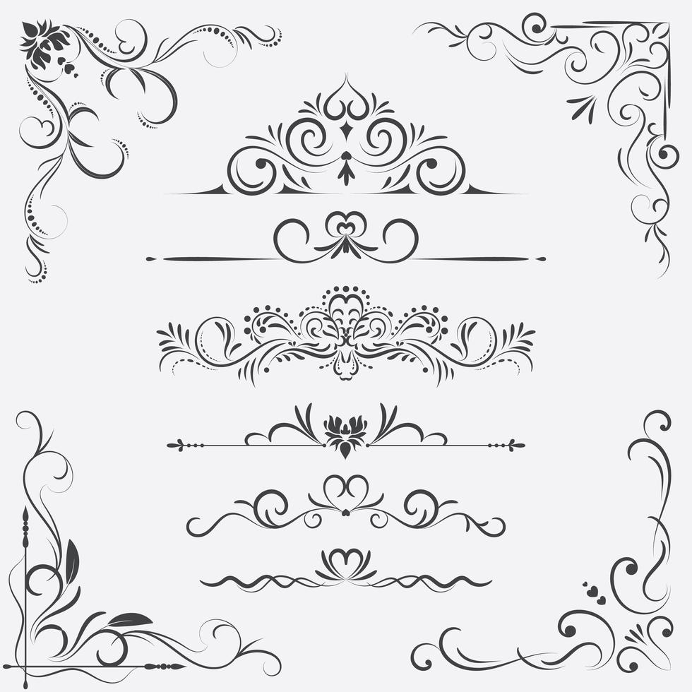 Vintage ornament set vector