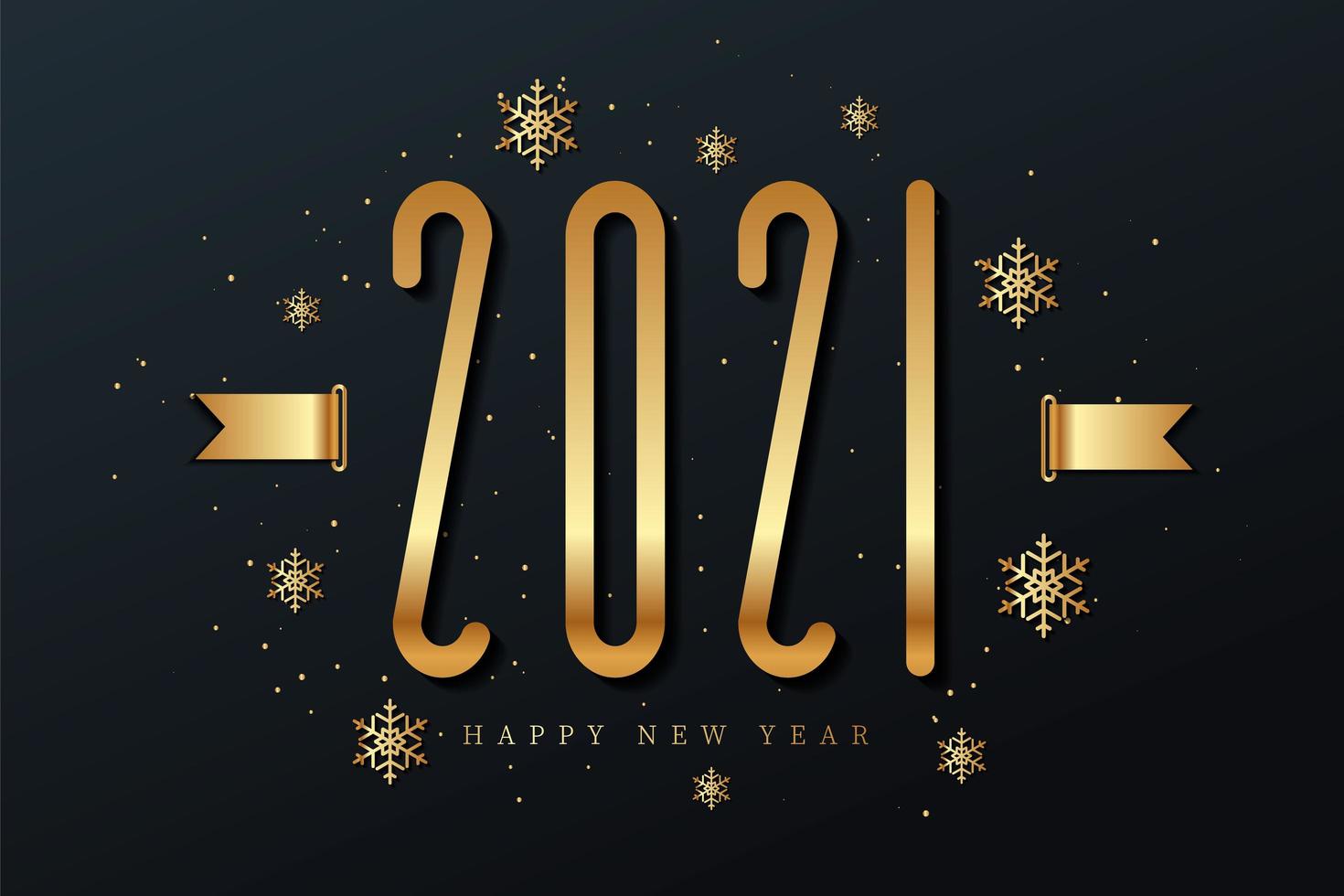 feliz año nuevo 2021 con copos de nieve vector