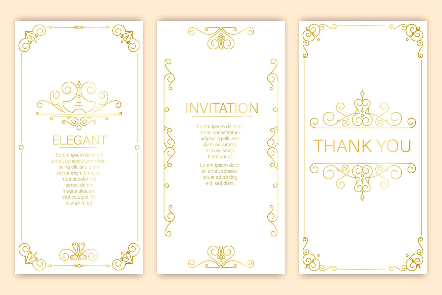 Vintage ornament invitation set vector