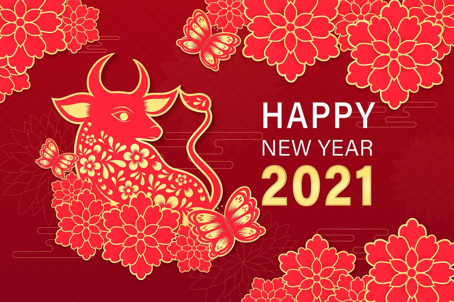 Chinese new year 2021 year of the ox vector