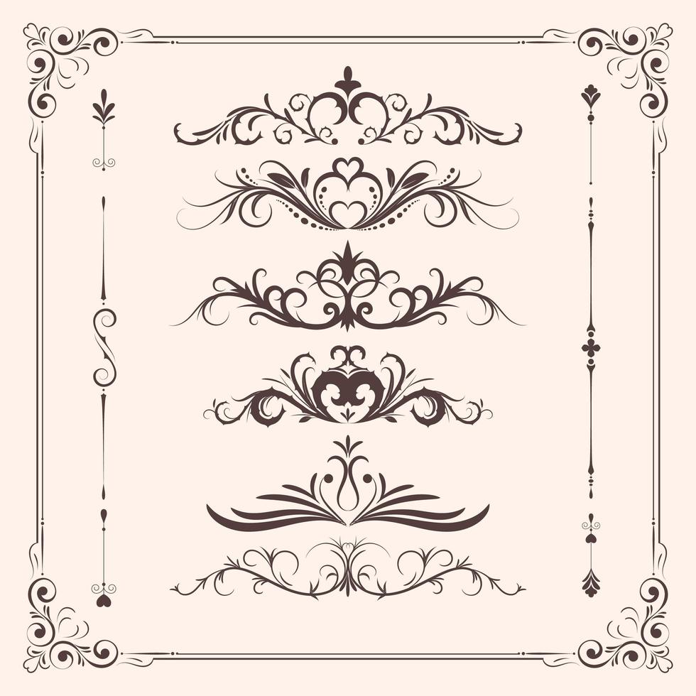 Vintage ornament set vector