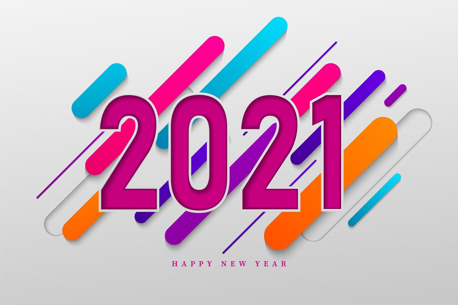 colorido feliz año nuevo 2021 vector