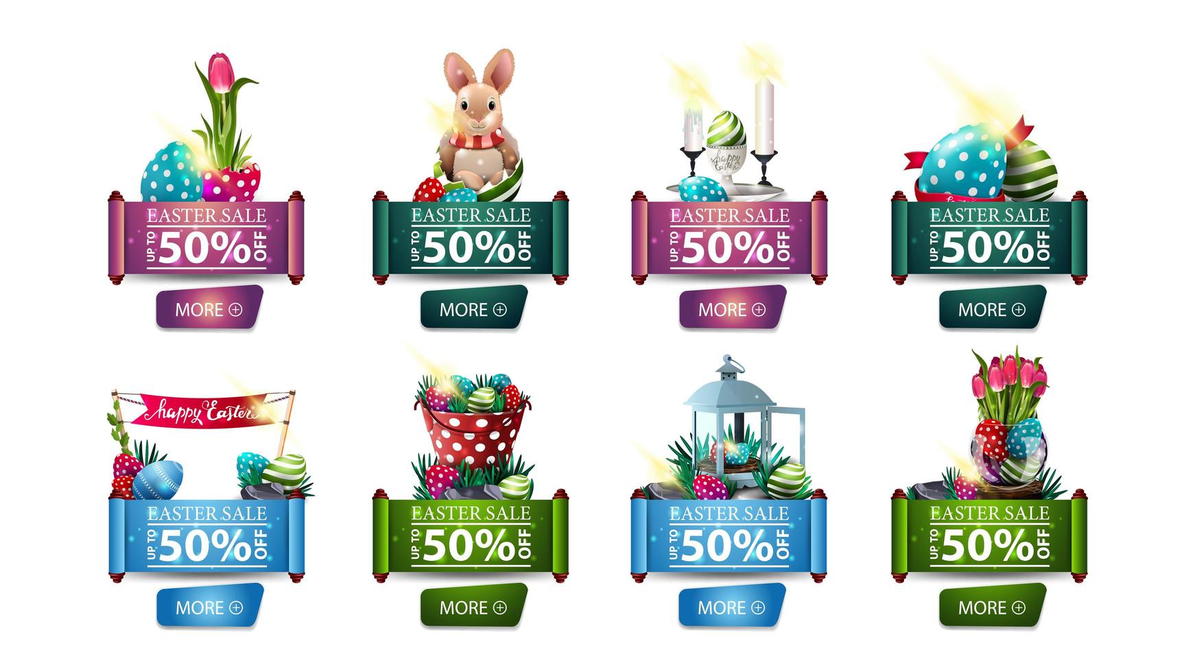 Collection of discount banners with Easter icons vector