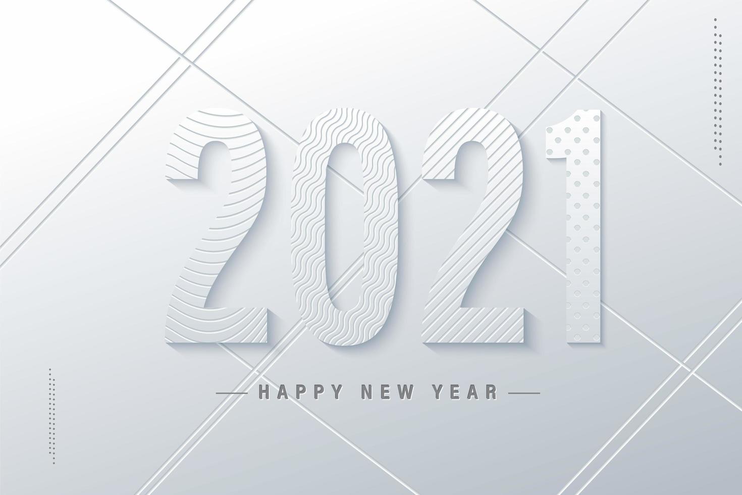 White Happy New Year 2021 vector