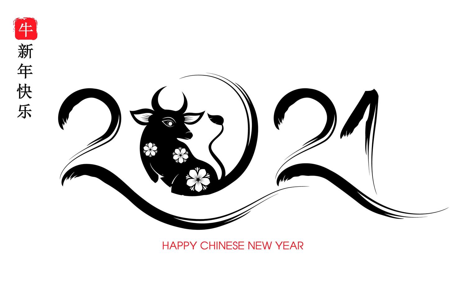 Chinese new year 2021 year of the ox vector