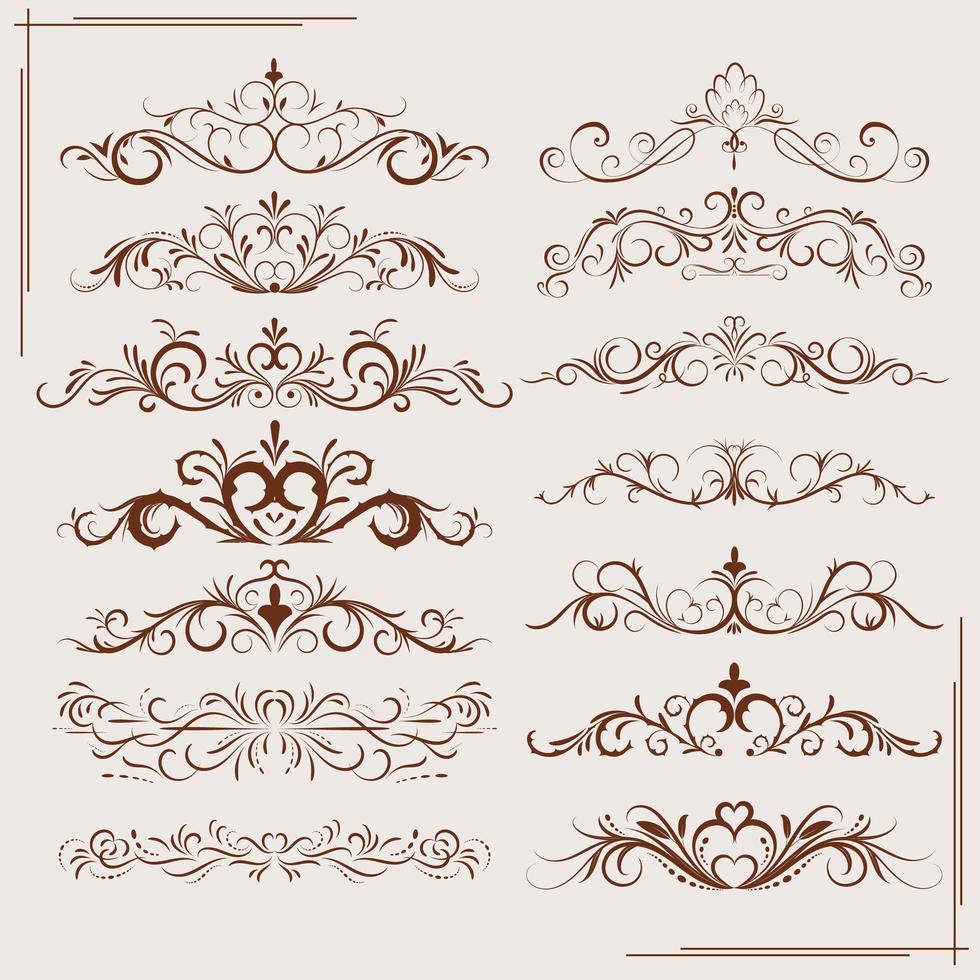 Vintage ornament set vector