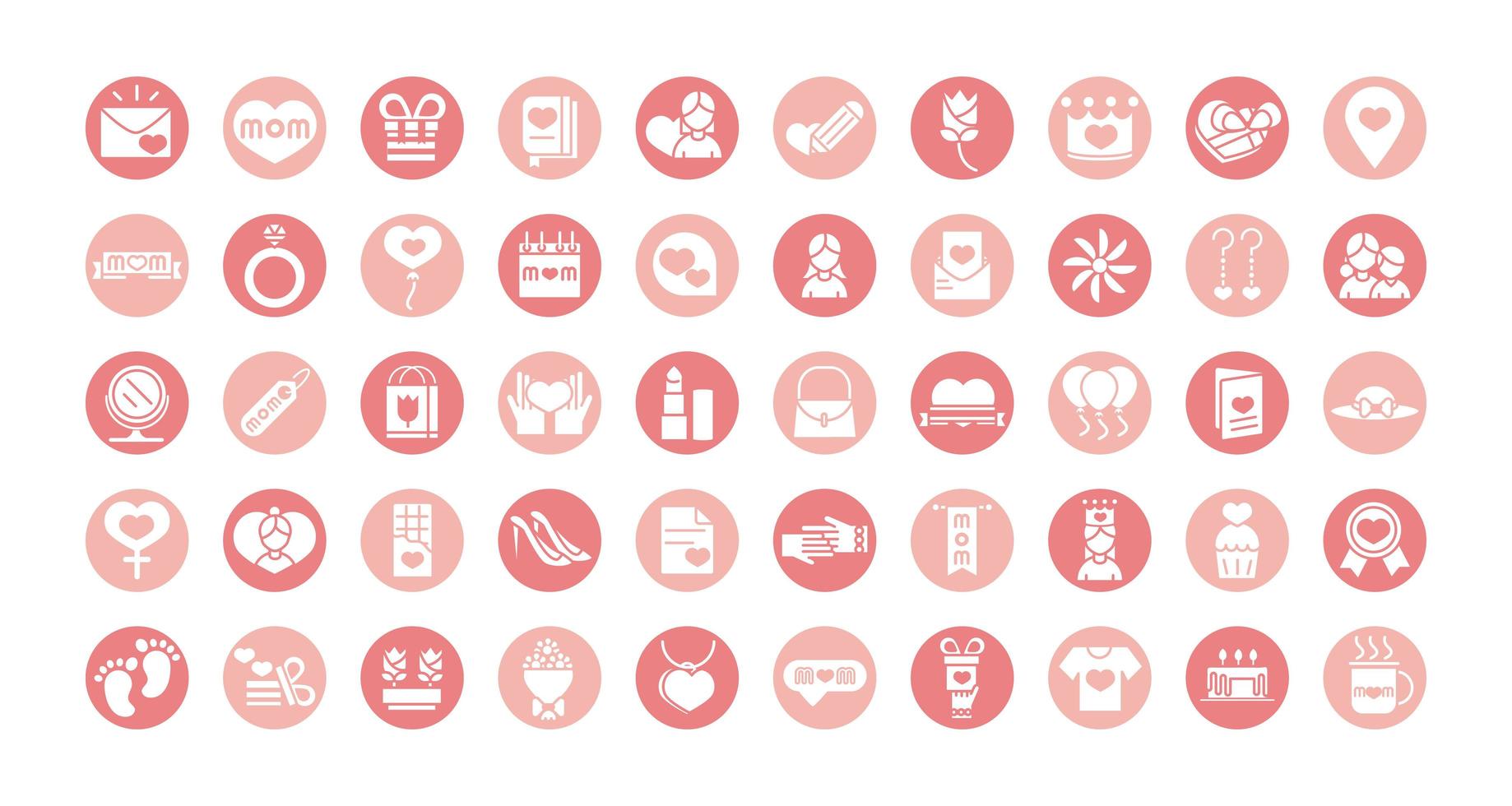 Mother's Day celebration icon set vector