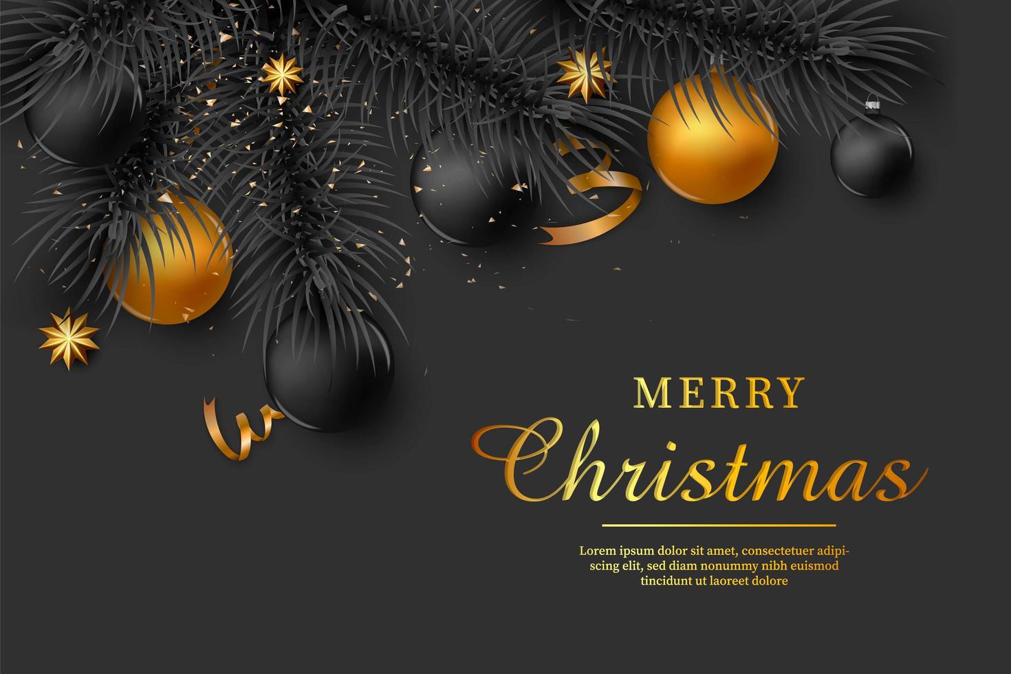 Christmas background with gold ornaments vector