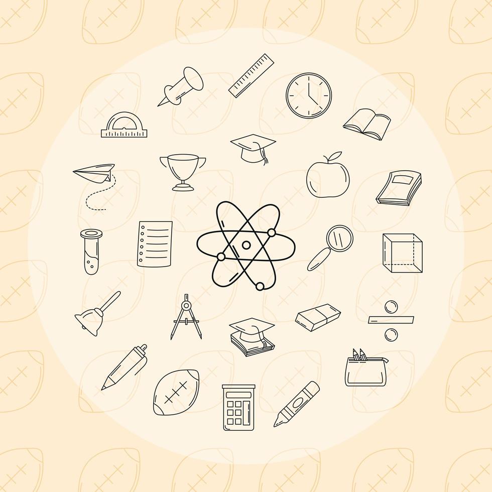 Back to school and education line icon set vector