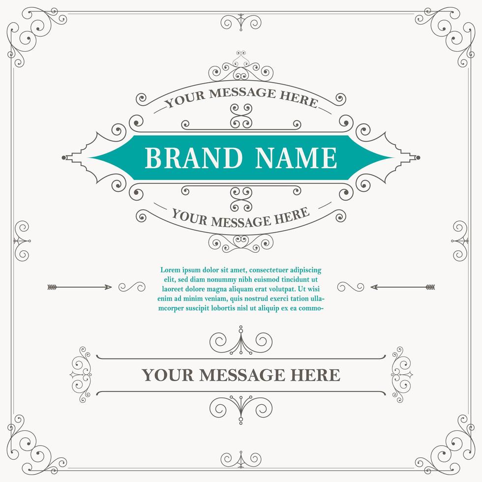 Vintage ornament greeting card calligraphy vector