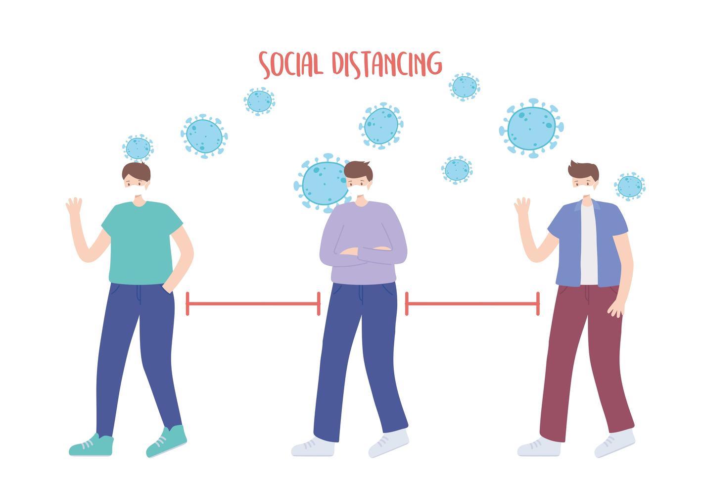 Prevención del coronavirus con distanciamiento social vector