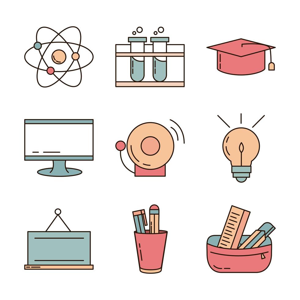 School and education icon set vector