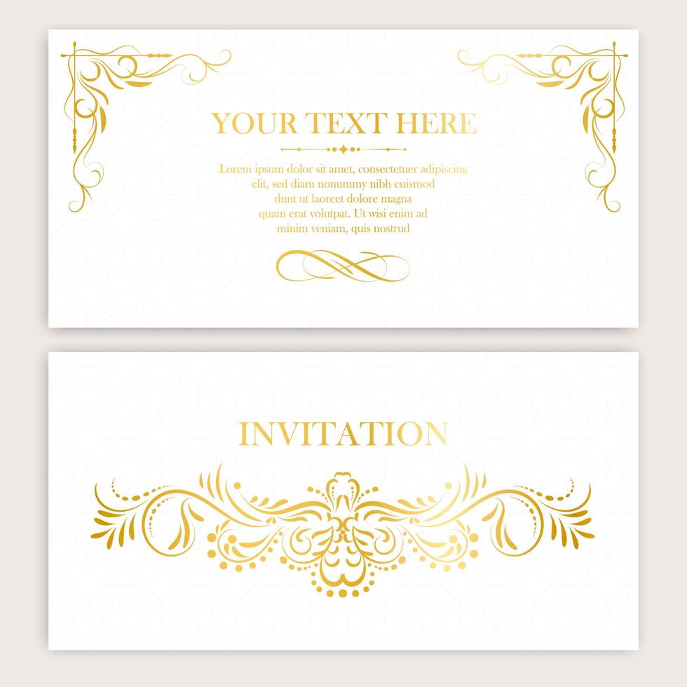 Vintage ornament invitation set vector