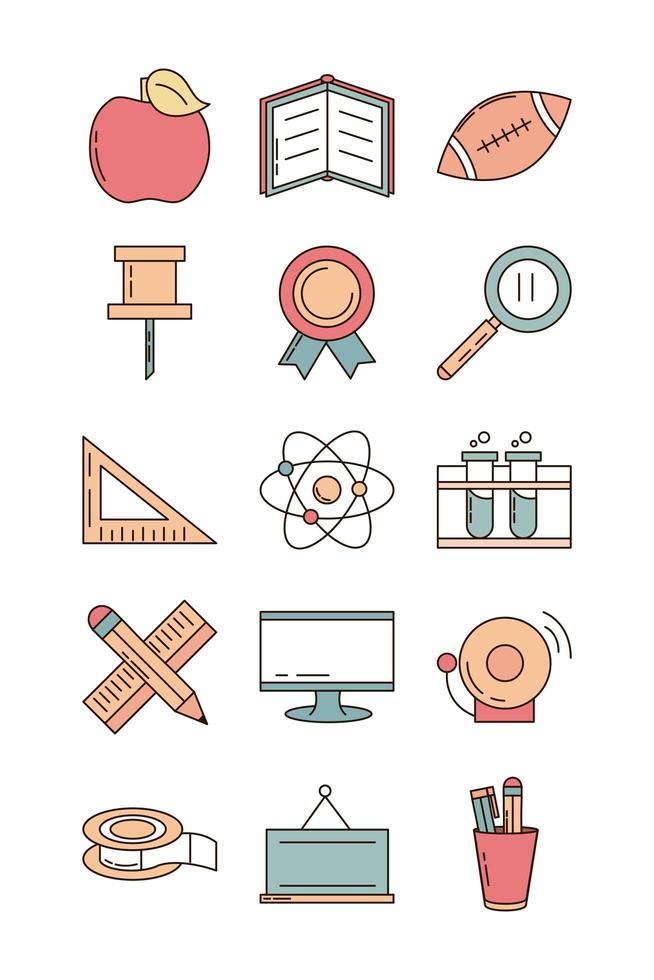 conjunto de iconos de escuela y educación vector