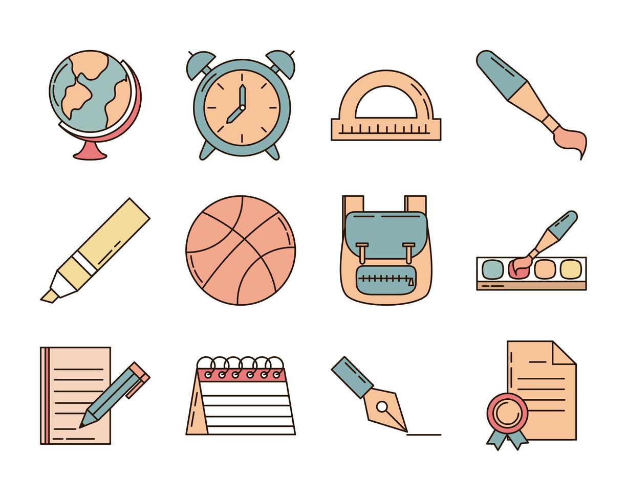 School and education icon set vector