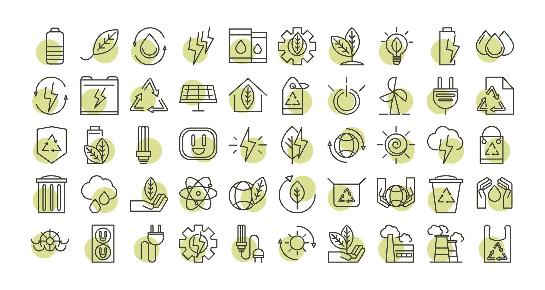 Sustainable, renewable and green eco energy icon set vector