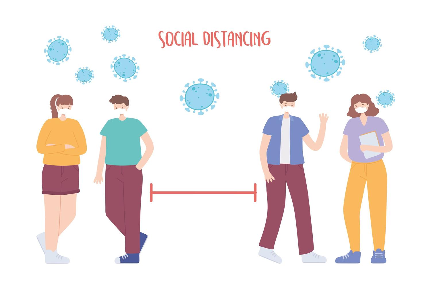 Prevención del coronavirus con distanciamiento social vector