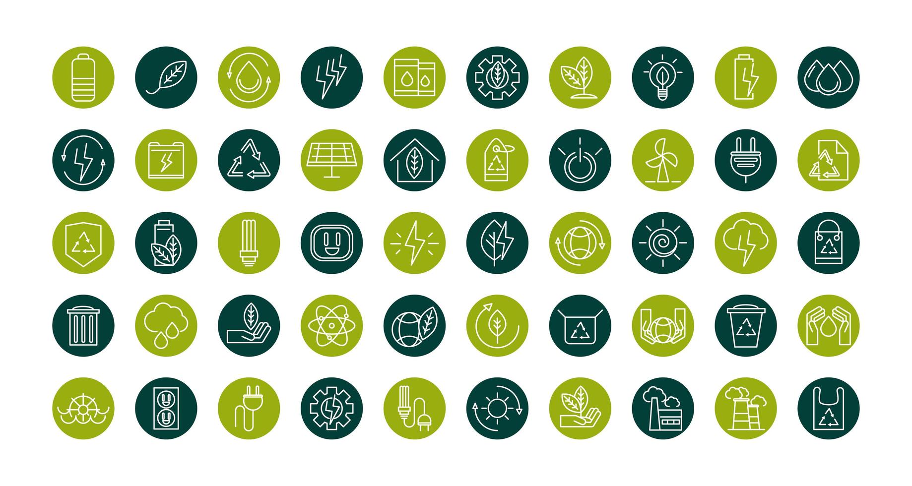 Sustainable, renewable and green eco energy icon set vector