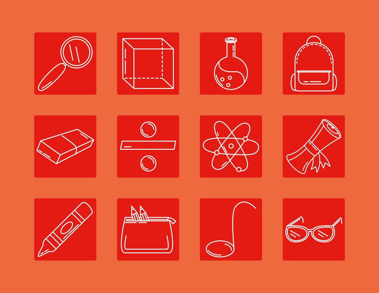 Back to school and education line icon set vector