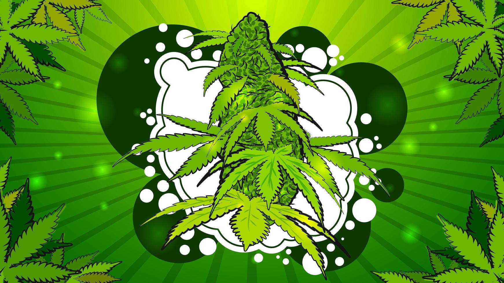 flor de cannabis en estilo de dibujos animados vector