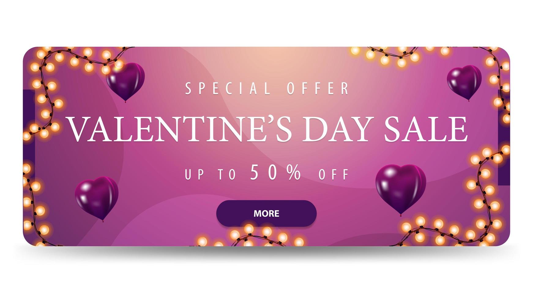 Valentine's day sale, up to 50 off banner vector