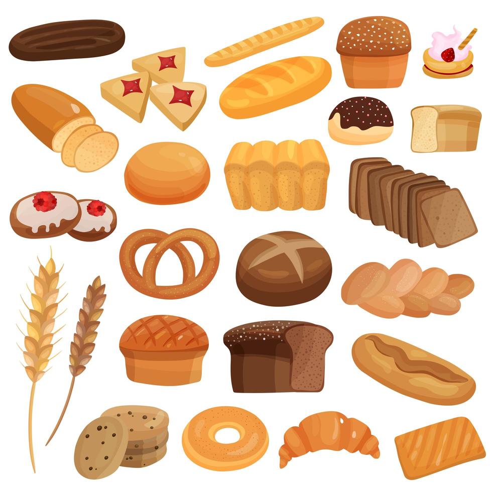 conjunto de iconos de panadería vector