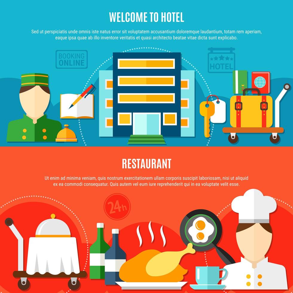 Welcome To Hotel Horizontal Banner Set vector