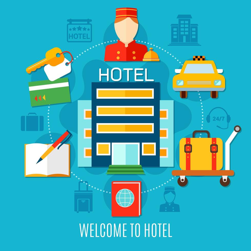 Banner de servicios e instalaciones del hotel. vector