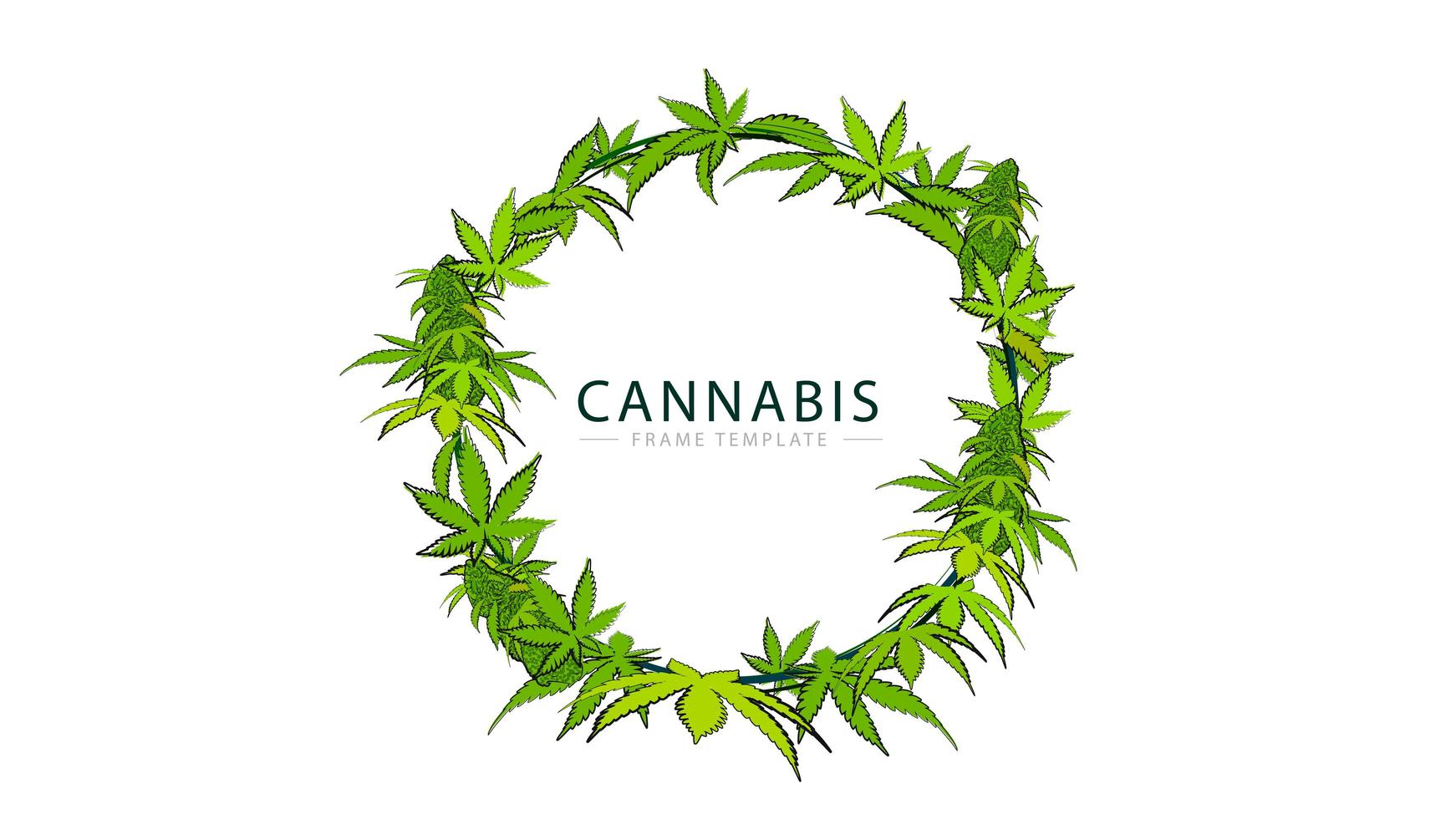 Round green frame of cannabis leaves vector